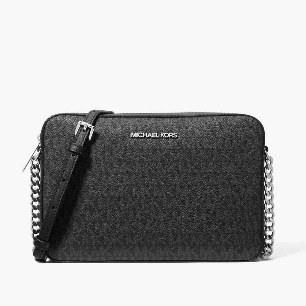 NWT Michael Kors Jet Set Large Logo Crossbody Black Bag